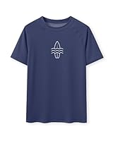 Glimnerize Jungen Rashguard Shirt UV-Shutz Schnell Trocknend Schwimmshirt Kurzarm UV Shirt Badeshirt Rundkragen Shirt Surfbrett Navy 140