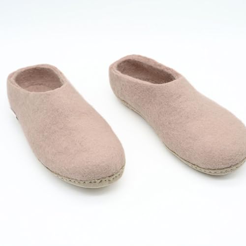 Pale Pink Handmade Slippers- Felt Slipper: Soft, Cozy And Durable- Wool Slip Ons Featuring Pure Suede Leather- Indoor Slides2
