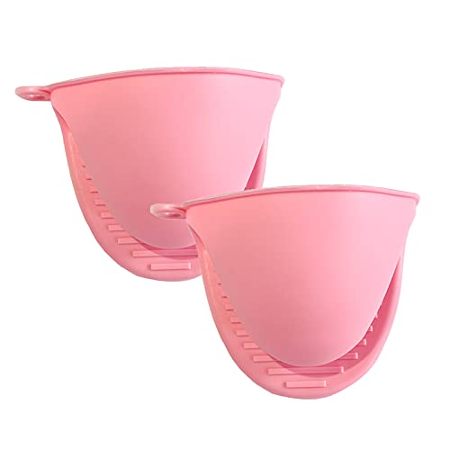 Gant Four,2pcs PoignéEs De Pincement De Cuisson en Silicone,Support De Pot en Silicone Mini Gant De Cuisine RéSistant à La Chaleur Manique (Rose) Cover