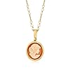 Ross-Simons Italian Orange Shell Cameo Pendant Necklace With 3.5mm Cultured Pearls in 18kt Gold Over Sterling