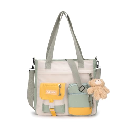 Bolsa Transversal Vistoso Bag de Ombro Coreana/Japonesa Kit Escolar Infantil + Ursinho(8807/8810) (Verde (8807))