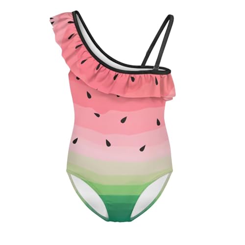 Kids Beach Halter Swimwear Breathable One-Piece Bathing Suits Girls Print Swimsuits - Light, Elastic, Quick-Dry Watermelon
