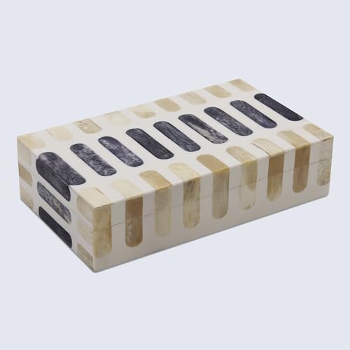 Image of Handicrafts Home Decorative Box - Handmade Jewelry Organizer Box with Lid - Keepsake Box for Home Decor, Jewelry, Accessories, Collectibles - Modern Wooden Storage Box - Caramel, 10X6X2.5 inch