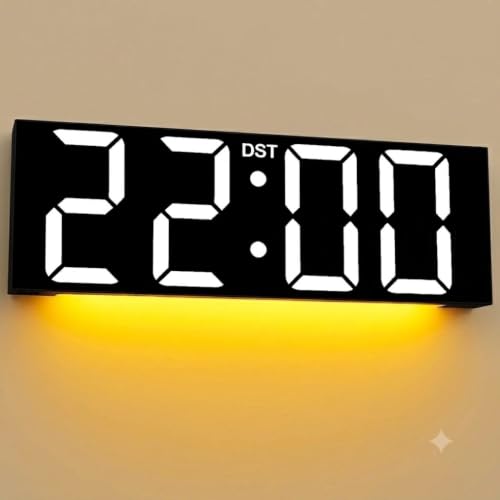 Image of JALL 22 inch Large Digital Wall Clock, Big LED Display with Night Light, Auto Dimming & DST, Giant Alarm Clock for Seniors, Elderly Parents, Gift for Mom Dad (White)