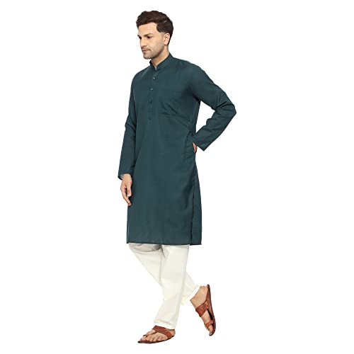 Image of ITOS365 Men Cotton Blend Kurta Pyjama Set Party Fashion Regular Ethinic Wear Indian Dress Gift for Men