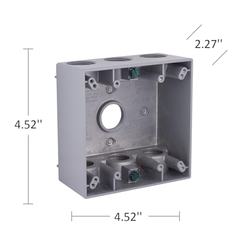 BELL 2-Gang Weatherproof Box, Seven 3/4 in. Threaded Outlets, Gray - Thumbnail 5