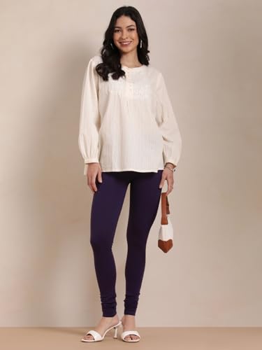 Image of TWIN BIRDS Tailored Cut and Classic Fit Super Stretchable Elastane Fabric Churidar Leggings for Women