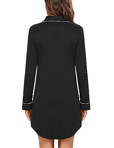 Image of Pjmlifecoco Nightgown for Women Button Down Sleepshirt Short /Long Sleeve Nightdress Soft Modal Sleepwear S-XXL