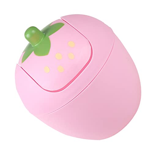 Mini caneca de basura rectangular con tapa rosa