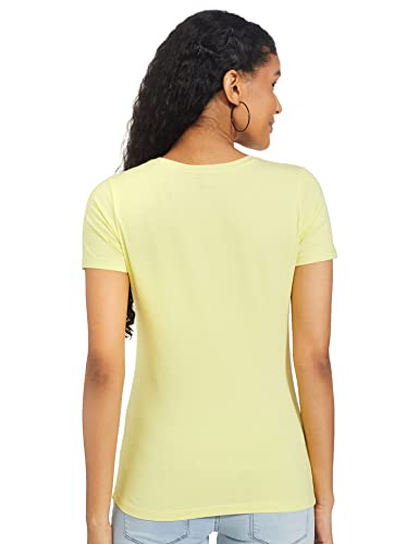 Image of Spykar Womens Regular Fit Cotton Lycra Solid T-Shirt (A21SPKT01BJ007L-P)