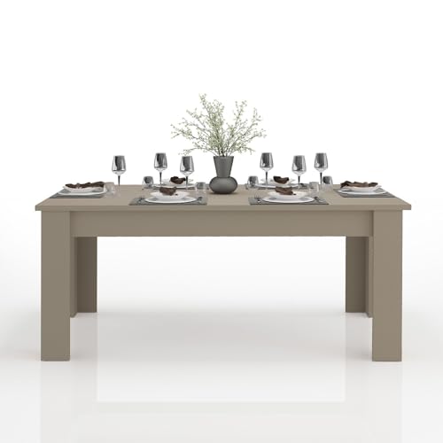 WHOUS Table Extensible JESI pour Salle à Manger et Salon, Extensible de 140 à 190 cm, Table de Cuisine pour 6 à 8 Personnes, Couleur Taupe Opaque