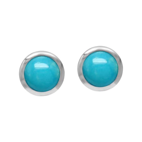 Silvershake 4mm Petite Genuine Round Shape Arizona American Turquoise 925 Sterling Silver Stud Earrings Jewelry for Women and Second or Third Hole4