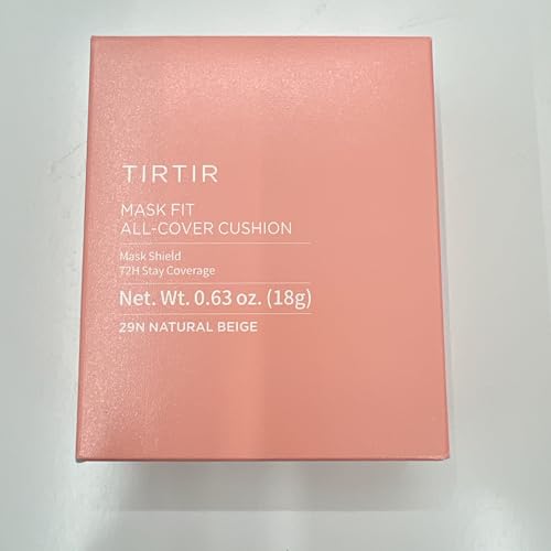TIRTIR Mask All-Cover Cushion Foundation | Full coverage, Skin fit, Satin Glow Finish | Korean Cushion Foundation #29N NATURAL BEIGE | 18g