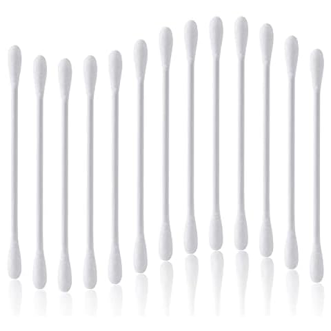 800pcs Cotton Swabs, Double Tipped Cotton Buds with Paper Stick, 4 Packs of 200 Pieces, Roud Shape Cover