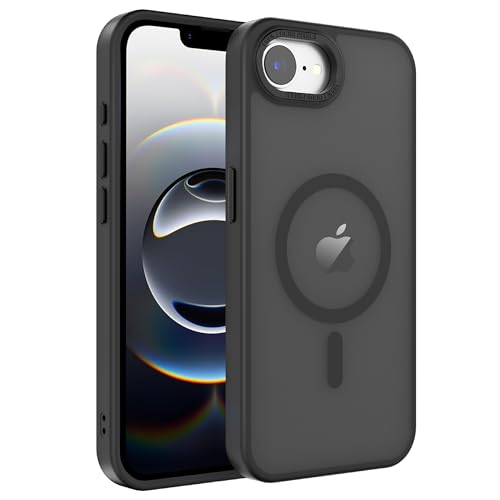 Image of Magnetic iPhone 16E /17e case,Compatible with Magsafe, Military-Grade Protection,Slim Translucent Matte Shockproof with Anti-Scratch Anti-Fingerprint Phone Cover (Black, iPhone 16E /17e)