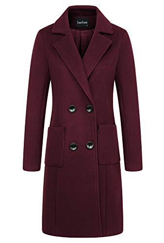Photo 1 of chouyatou Women Elegant Notched Collar Double Breasted Wool Blend Over Coat XL