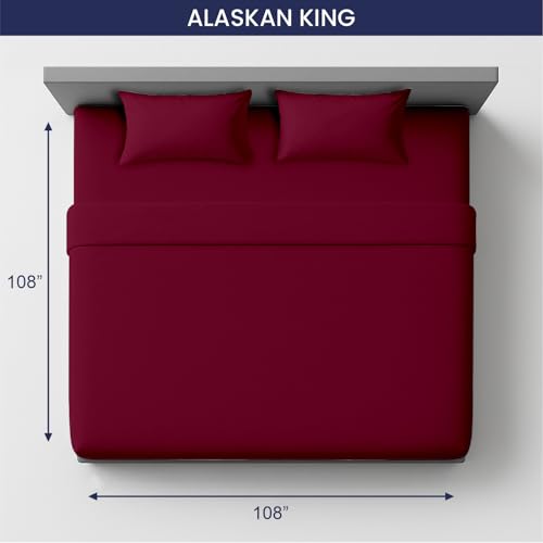Image of SGI Bedding 108 inch W x 108 inch L 4Pc Alaskan King Sheet Set 100% Egyptian Cotton - 600 Thread Count, Fits 12 inch Deep Pocket - Soft Breathable Oversized Sheets, for Extra Large Beds - Burgundy