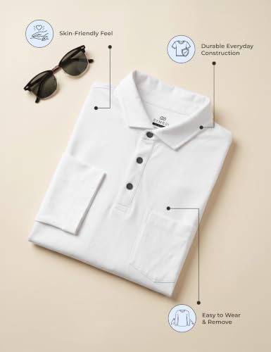 Image of Symbol Classic Men's Senior Wear Super Soft Cotton Stretch Polo | Regular Fit | Full Sleeve | Self Fabric Collar | Snap Buttons | Elderly Wear