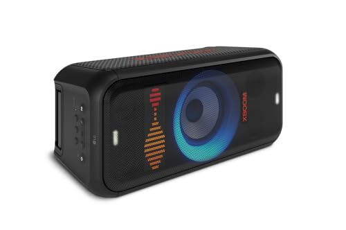LG xboom DXL7T, rollbarer Bluetooth-Lautsprecher (250 W, Karaoke- & DJ-Funktionen, Beleuchtung), Schwarz [Modelljahr 2024]