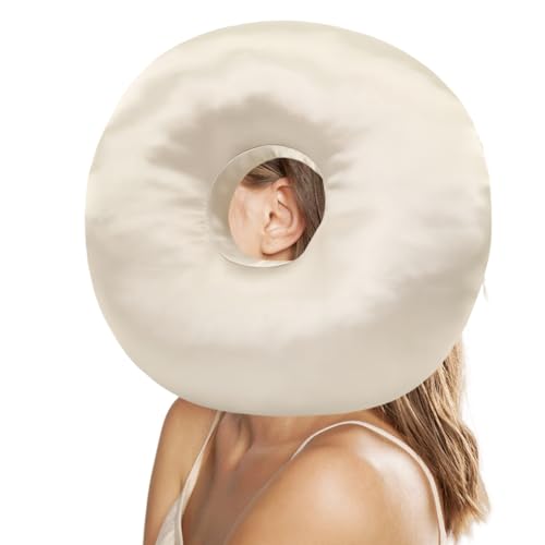 SUNOYA Seitenschläfer Piercing Kissen: Atmungsaktives Polyester Unterstützungskissen, Druckminderndes Design, Für Alltäglichen Komfort (Champagnerfarbe 28x28x8cm)