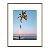 11x14 Aluminum Black Frame - Ivory Mat for 8x10 Photo - Wall Mounting - Swivel Tabs, Spring Clips, Sawtooth Hangers - Aluminum Metal - Landscape/Portrait - Real Glass (Black - Single)