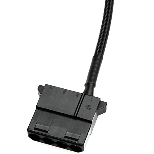 CRJ 3-Pin Fan Header to 12V 4-Pin Molex Power Adapter Cable - 12 inch (30cm), Black Sleeved - Power 4-Pin Peripheral Molex Devices from PC Fan Headers