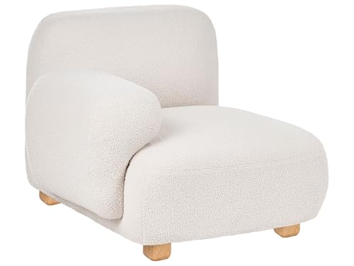 Beliani Section d'Assise Droite Moderne en Bouclé 1 Place Module de Canapé d'angle Pieds en Bois Blanc Cassé Amli