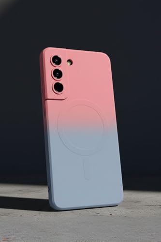 Image of amazon basics Gradient Mag-Safe Case for Samsung Galaxy S21FE 5G | Soft Silicone Shockproof Cover with Camera Protection | Slim Lightweight Design | Smooth Touch & Durable - Pink & Blue