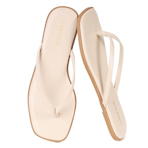 Image of Flip Flops Sandals for Women Square Toe Lightweight Thong Slides