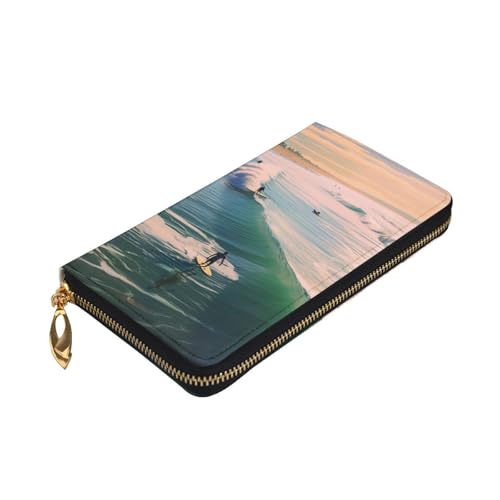 Beach Surf Wallet For Women Men Clutch Rfid Blocking Leather Wallets Large Capacity Purse Credit Card Holder Money Case With Zipper Phone Holder Long Travel Purse3