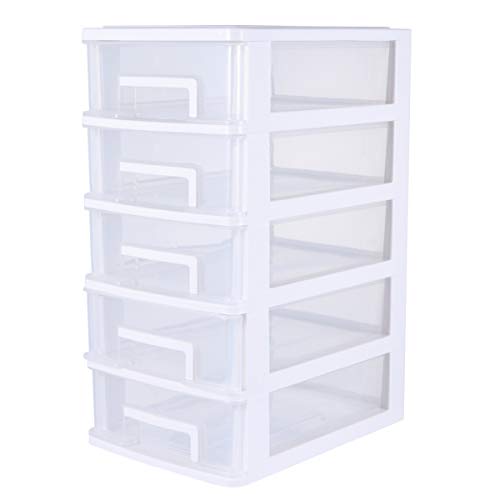 PATKAW Multifunctional Five-Layer Storage Cabinet, 8.3x5.9x12.24in, 5 Drawer Organizer, White PP