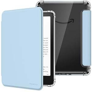 MoKo Funda para 7″ Kindle Paperwhite 12th Generation 2024&Kindle Colorsoft Signature Edition, Cubierta Ultra Delgada Estuche Carcasa TPU Transparente Trasera Auto Activación/Reposo, Azul Cielo