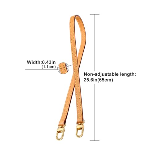 Image of Genuine Vachetta Leather Strap for Bag,Shoulder Purse Strap Replacement Fit for Felicie Pochette (BEESWAX-Width:0.43in&Length:25.6in,Double Buckles)