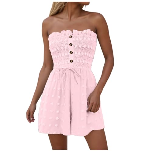 Mono de verano mujer transpirable sin mangas con diseño holgado y bolsillos laterales