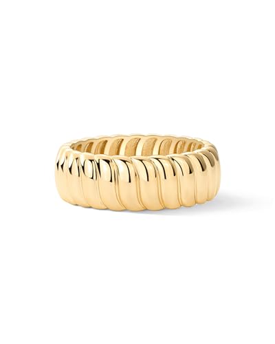 pavoi 14k gold plated chunky statement ring  chunky stackable wide band for women