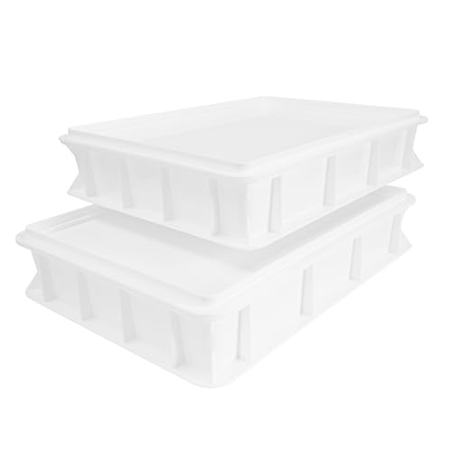 Pizza Lover Lot de 2 boites a pate pizza avec 2 couvercles 30x40x7.5 cm Bac fermentation empilable alimentaire pour pate pizza et pain accessoire cuisine