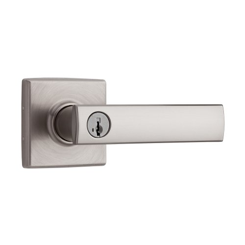Kwikset Vedani Entry Lever featuring SmartKey® in Satin Nickel