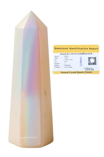 Image of Certified Angel Aura Quartz Crystal Tower Obelisk Point For Chakra, Healing And Balancing - Aaa Grade Original Certified Gemstone Agate For Reiki Meditation Yoga Spiritual (3-4 Inches)