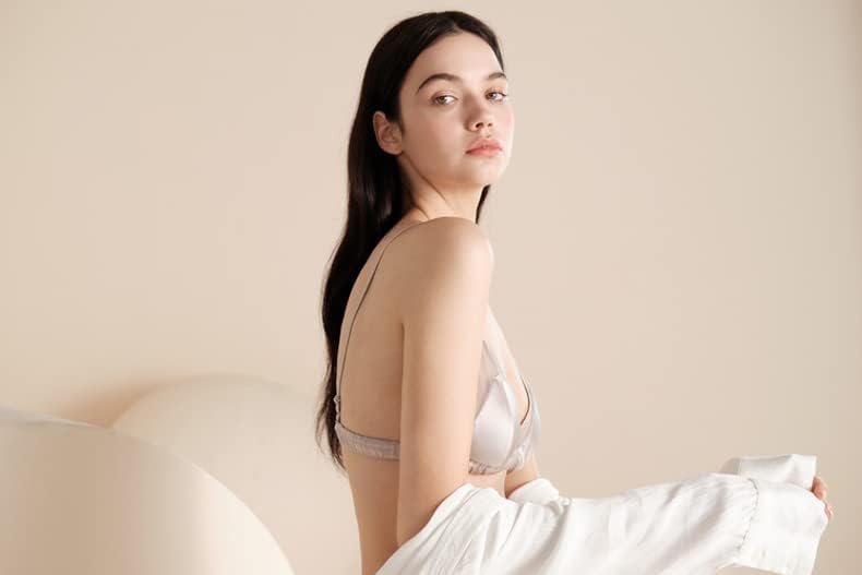 SilRiver Women's Satin Triangle Bralette Tops Silk Wirefree Bra mesh Cami Bra with Removable Pads - Image 5