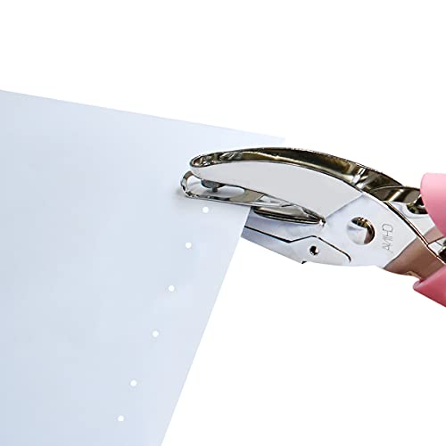 Handheld Hole Paper Punch Puncher For Craft Paper Tags Clothing Ticket Diy Scrapbook Tool, With Pink Soft Handheld Grip (Small Circle 1/16 Inch) #TOP3