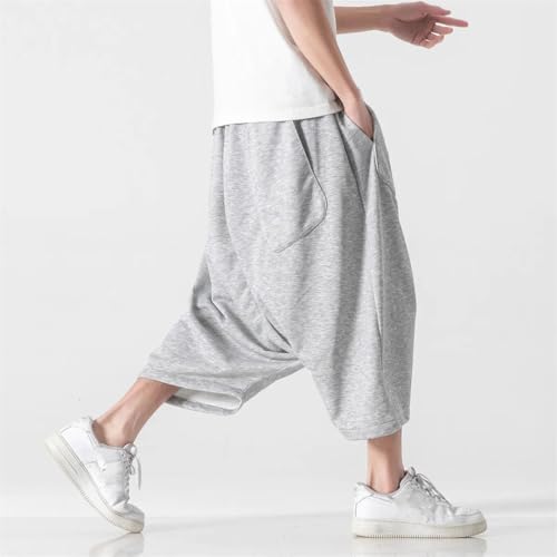 Zadaos Men Loose Harajuku Wide Leg Pants Hip Hop Calf-Lenght Pants Solid Jogging Streetwear Trousers3