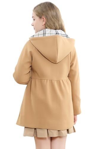 Betusline Girls' Dress Coat, Kids Hoodie Wool Blend Coats Fall Winter Outerwear Peacoat,2-14 Years4