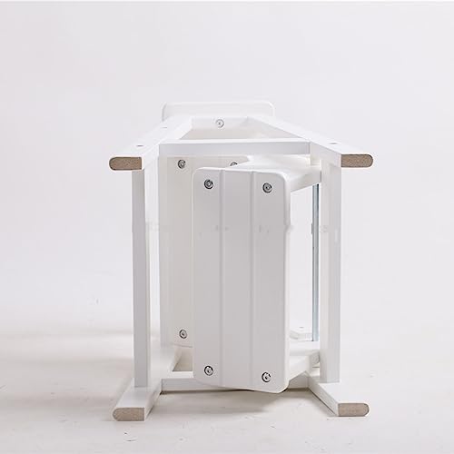 Silla plegable tipo escalera de madera blanca para tareas domesticas 6
