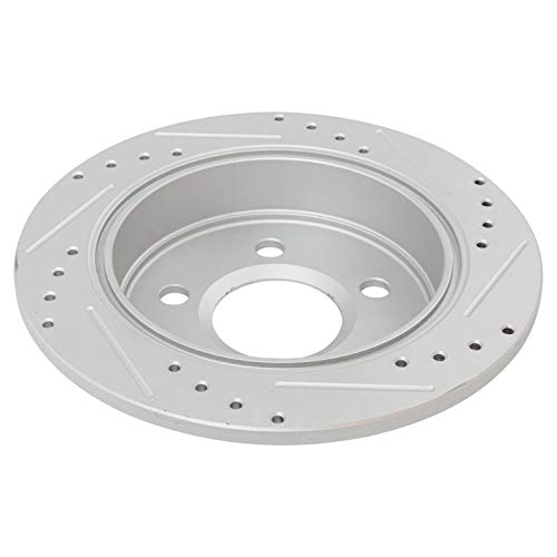 Image of TRQ Performance Rear Brake Pad and Rotor Set Ceramic Coated Drilled Slotted Wear Sensor Compatible with 1999-2004 Oldsmobile Alero 1999-2005 Pontiac Grand Am