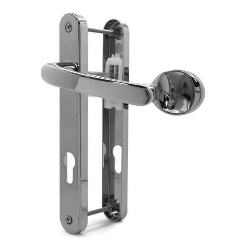 TSS UPVC Door Handle Set- Lever Moveable Pad - 92mm / 70mm PZ (Centres) - 203mm Screw to Screw - Backplate 235mm X 32mm - Replacement UPVC Door Handles - PVC Door Handle (Polished Chrome)
