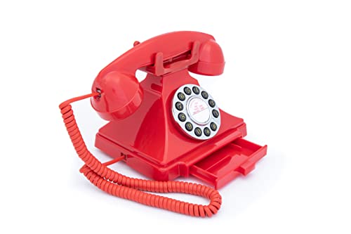 Teléfono telefónico clásico GPO rojo con botones miniatura 5