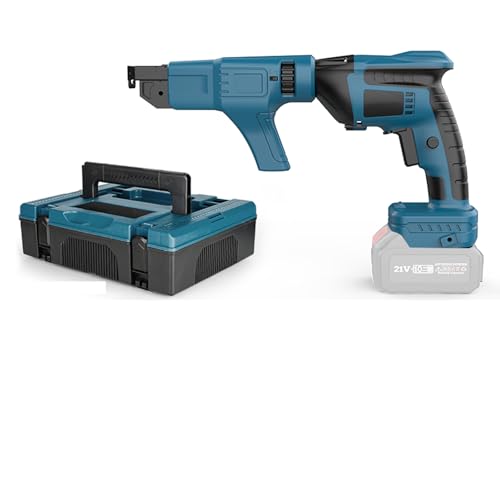 Atornillador para placas de yeso, 21 V pistola atornilladora sin escobillas con ajuste de profundidad – Herramienta profesional 2 en 1 para yeseros y carpinteros – Incluye maletín de transporte (A)