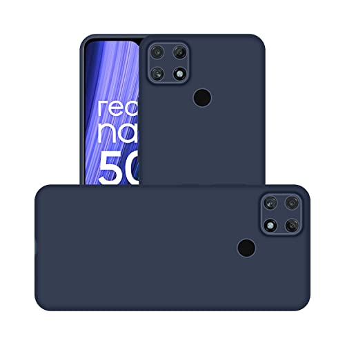 Image of Case Creation Liquid TPU Silicone Cover for Realme Narzo 50a Soft Case,Anti-Dirty Slim Case Matte Candy TPU Raised Bezel (Splash of Color) Back Case Cover for Realme Narzo 50a -Navy Electric Blue