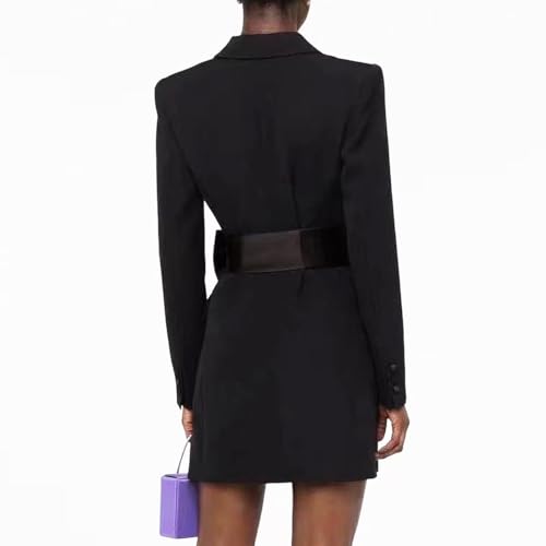 Womens Fashion Belted Blazer 2024 Double Breasted Long Sleeve Party Evening Blazer Dress Bussiness Casual Work Suit2