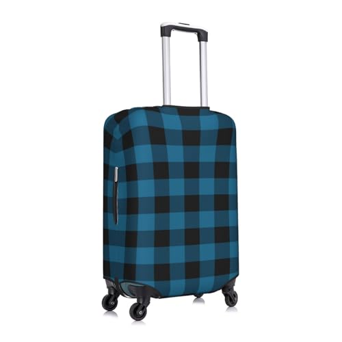 Blue Black Plaid Luggage Cover Protector Anti-Scratch Washable Fits 18-32 Inch Luggage-X-Large3